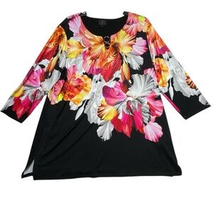 JM Collection Multicolor Floral Tunic Top